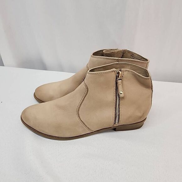Aldo Size 8.5 Leather Tan Almond Toe Size Zipper Ankle Bootie Leather - Picture 5 of 8